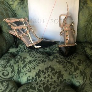 Black & Tan studded 3 1/2” heels. Never worn nib